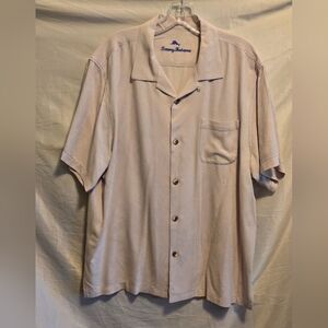 Tommy Bahama 100% Silk Men's Short Sleeve Hawaiian Shirt, Size L, Cream